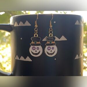 Halloween/Christmas Snowman Head Dangle Earrings